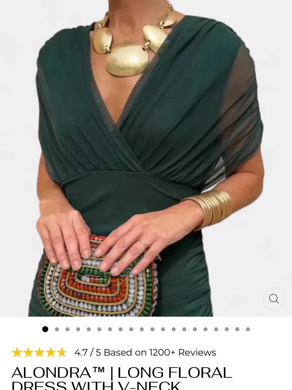 Deep Forest Green V-Neck Draped Dress